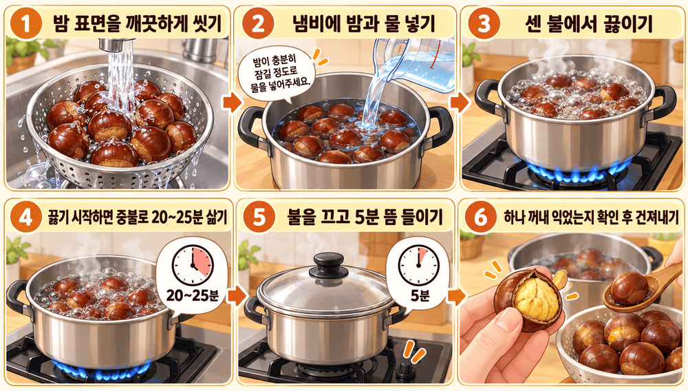 밤 효능 4가지와 밤 삶는 방법 건강하게 먹는 방법 3 따뜻한 주방의 밤 삶기 6단계 1 1 edited