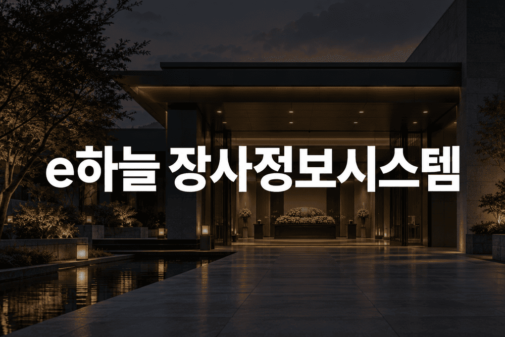 어두운 추모관 입구와 e하늘 문구 1 1